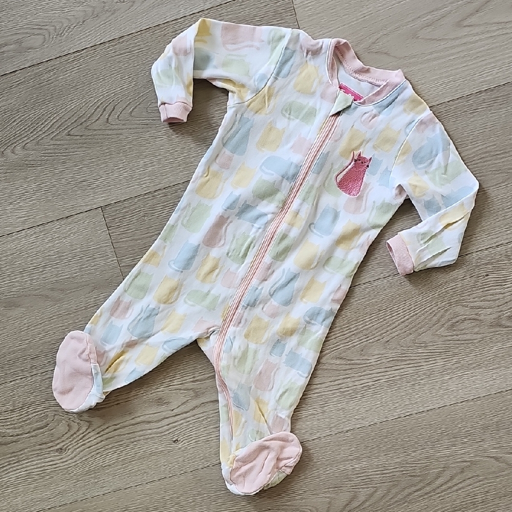 Tuffy‎ Pastel Cat Footed Sleeper One Piece, 6 Months